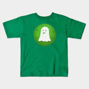 Cute Ghost - green spiderweb Kids T-Shirt